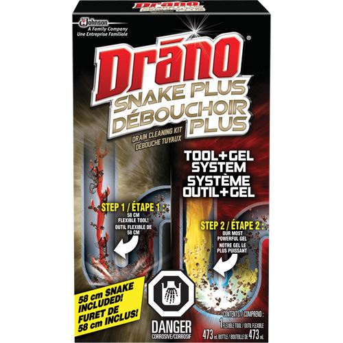 Trousse de furet et gel d&eacute;boucheur pour tuyaux de Drano Cintas