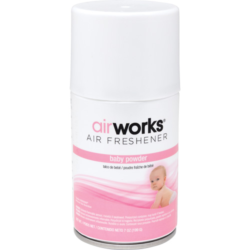 AirWorks&reg; Metered Air Fresheners, Fresh Baby Powder, Aerosol Can Cintas