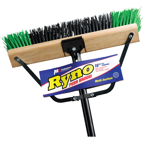 Ryno Push Broom with Braced Handle, 18", Stiff, PVC Bristles Cintas