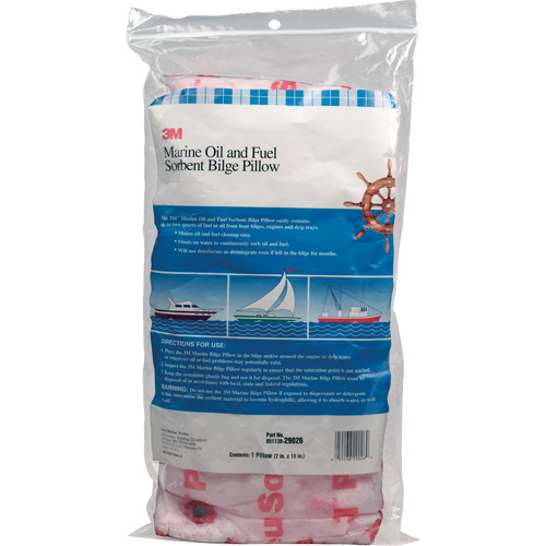 Tampon de fond de cale pour huiles et carburants nautiques, Huile seulement, 15" lo x 7" la, 12,1 gal absorption/pqt Cintas