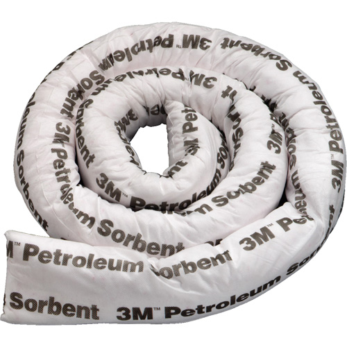 Barri&egrave;re de pollution absorbante double pour produits p&eacute;troliers, Huile seulement, 8' lo x 3" la, Absorption 15,7 gal Cintas