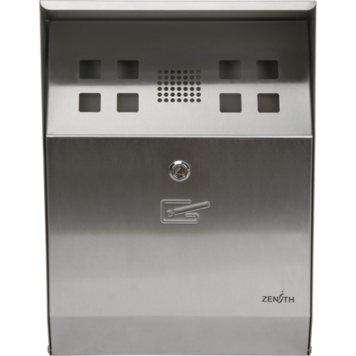 Smoking Receptacle, Wall-Mount, Stainless Steel, 1.6 Litres Capacity, 13-4/5" Height Cintas