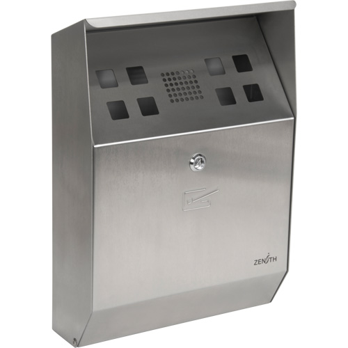Smoking Receptacle, Wall-Mount, Stainless Steel, 1.6 Litres Capacity, 13-4/5" Height Cintas