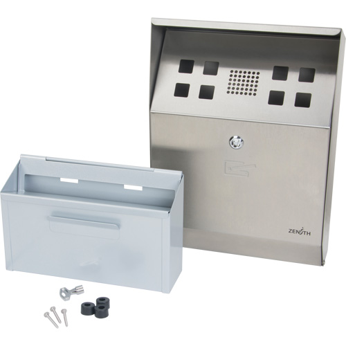 Smoking Receptacle, Wall-Mount, Stainless Steel, 1.6 Litres Capacity, 13-4/5" Height Cintas