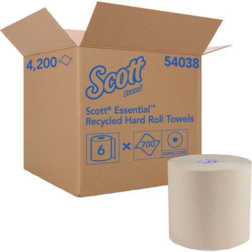 Essuie-mains bruns en fibres recycl&eacute;es &agrave; 100 % &agrave; enroulement serr&eacute; Essential, 1 pli, Standard, 700' lo Cintas