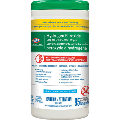 Lingettes d&eacute;sinfectantes et nettoyantes &agrave; base de peroxyde d'hydrog&egrave;ne Healthcare, 95 lingettes Cintas