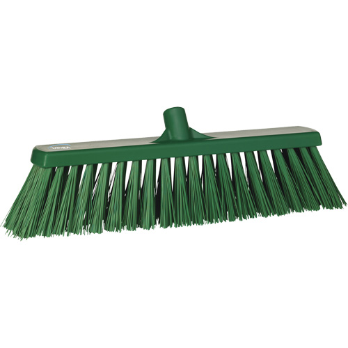 Heavy-Duty Push Broom, Stiff Bristles, 20", Polyester, Green Cintas