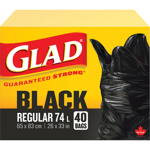 74L Garbage Bags, Regular, 26" W x 33" L, Black Cintas