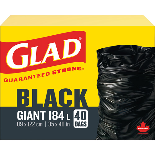 184L Garbage Bags, Regular, 35" W x 48" L, Black Cintas