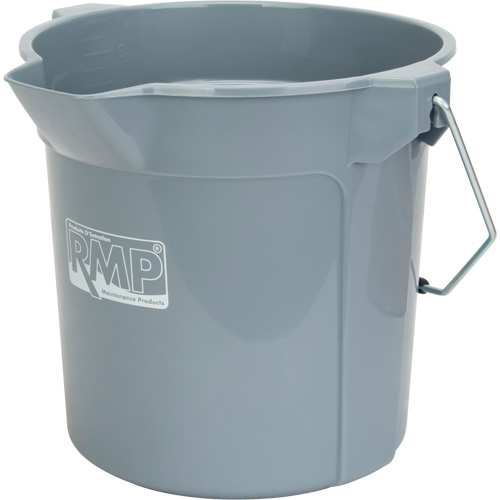 Round Bucket with Pouring Spout, 2.64 US Gal. (10.57 qt.) Capacity, Grey Cintas