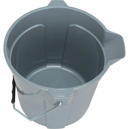 Round Bucket with Pouring Spout, 2.64 US Gal. (10.57 qt.) Capacity, Grey Cintas