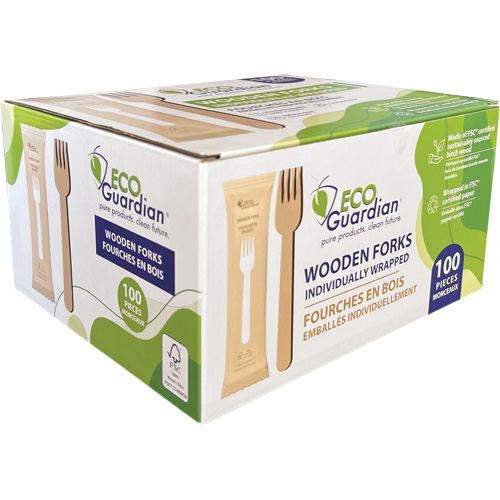Fourchettes en bois emball&eacute;es individuellement Cintas