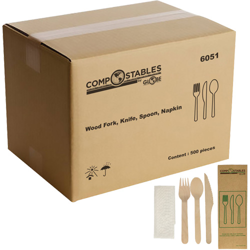 Wood Cutlery Set in Paper Bag Cintas