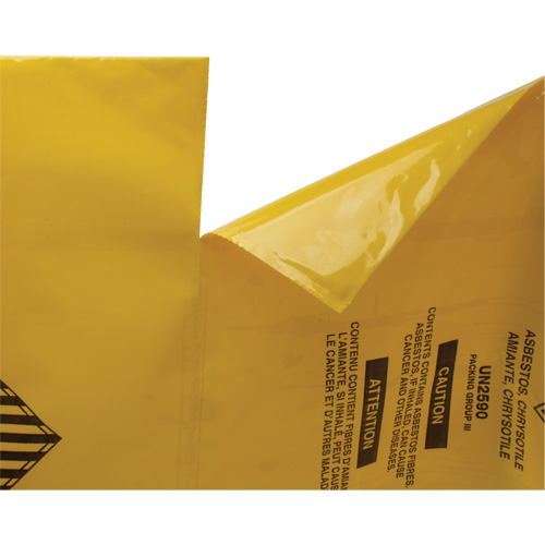 Doublures pour d&eacute;chets dangereux, Amiante, 40" lo x 35" la, 3 mils Cintas
