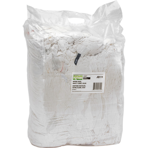 Recycled Material Wiping Rags, Cotton, White, 25 lbs. Cintas