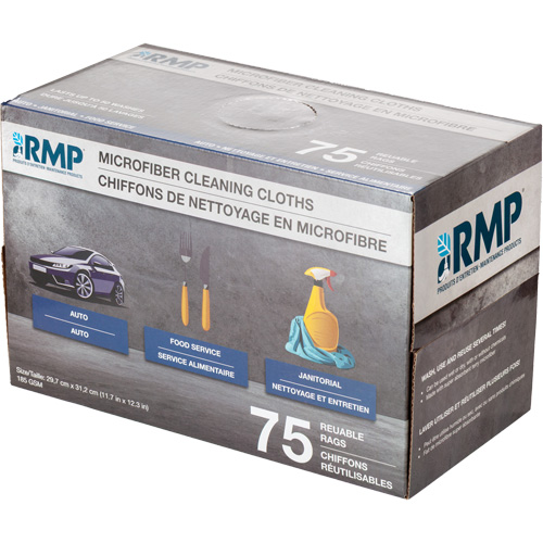 Chiffons lavables pour le nettoyage, Microfibre, Blanc Cintas