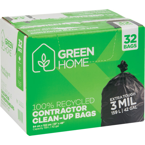 Sacs &agrave; ordures Green Home, Fort, 33" la x 48" lo, 3 mils, Noir, Capacit&eacute; 159 L (42 gal.) Cintas