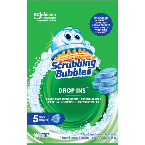 Pastilles nettoyantes pour toilettes Scrubbing Bubbles Drop-Ins, 200 g, Tampon Cintas