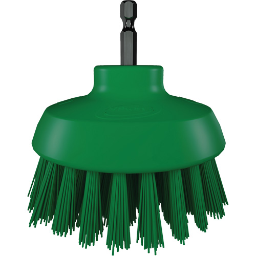 Brosse ronde HyDrive pour perceuse, Soies Tr&egrave;s ferme, Longueur de 3-1/10", Vert Cintas