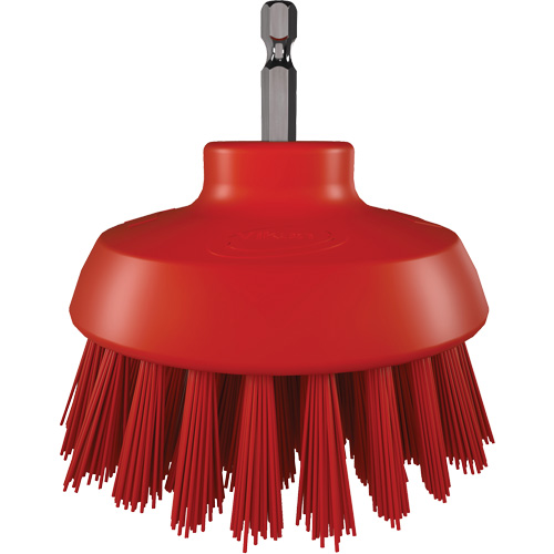 Brosse ronde HyDrive pour perceuse, Soies Tr&egrave;s ferme, Longueur de 3-1/10", Rouge Cintas