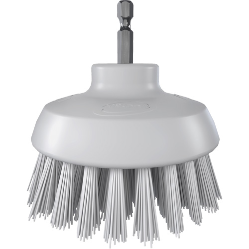 Brosse ronde HyDrive pour perceuse, Soies Tr&egrave;s ferme, Longueur de 3-1/10", Blanc Cintas