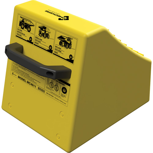 Checkers Safety Heavy-Duty Ultra Class Mining Wheel Chock without Bracket, HDPE, Yellow, 14-1/2" W x 17-1/2" D x 16" H Cintas