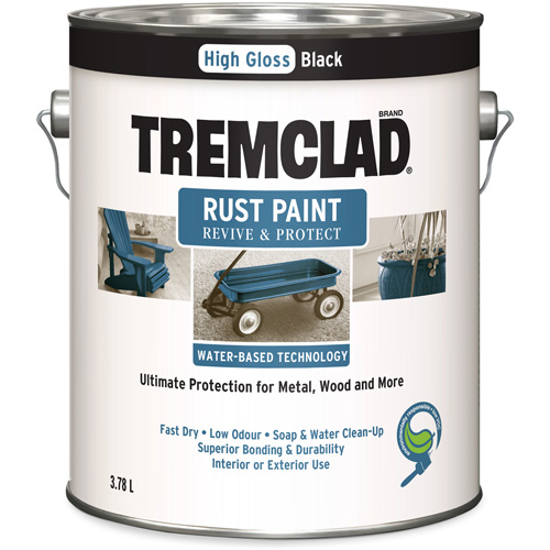 Tremclad&reg; Water-Based Rust Paint, 3.78 L, Gallon, Black Cintas