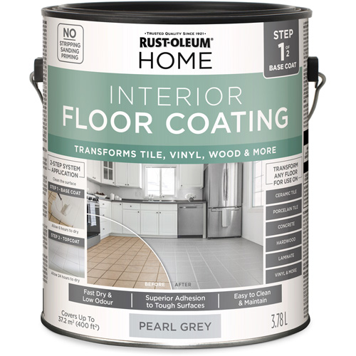 Home Interior Floor Coating System Base Coat, 3.78 L, Water-Based, Very Flat, Grey Cintas