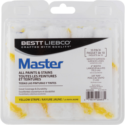 Master Yellow Stripe Mini Roller, 10 mm (3/8") Nap, 101.6 mm (4") L Cintas