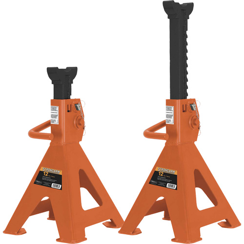 872B Jack Stands, Locking Handle/Ratchet, 12 Ton(s) Capacity, 19-1/4" - 28-1/3" H Cintas