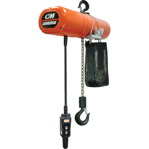 Lodestar Electric Chain Hoists, 10' Lift, 250 lbs. (0.125 tons) Capacity, 60 FPM Cintas