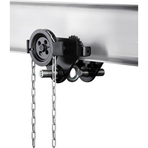 HTG Geared Clevis Trolley, 4409 lbs. (2 tons) Capacity, 2-39/64" - 8-43/64" Cintas