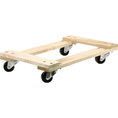 Chariots en bois franc - usage moyen, Roues en Polyol&eacute;fine, Capacit&eacute; de 900 lb, 18" la x 24" p x 7" h Cintas