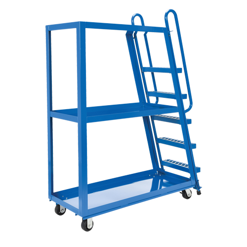 Stock Picking Cart, Steel, 21-7/8" W x 56-1/8" D, 3 Shelves, 1000 lbs. Capacity Cintas