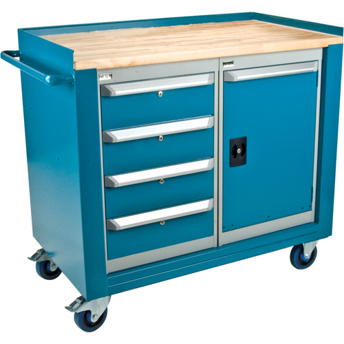 Industrial Duty Mobile Service Workbenches, Wood Surface Cintas