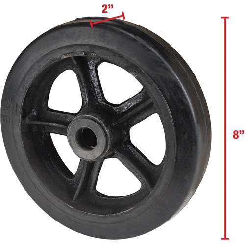 Mold-On Rubber Wheel, 8" (203 mm) Dia. x 2" (51 mm) W, 400 lbs. (181 kg.) Capacity Cintas