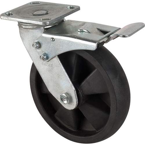 Roulettes haute temp&eacute;rature, Pivotant avec frein, 8" (203,2 mm), Nylon, 1000 lb (453 kg) Cintas