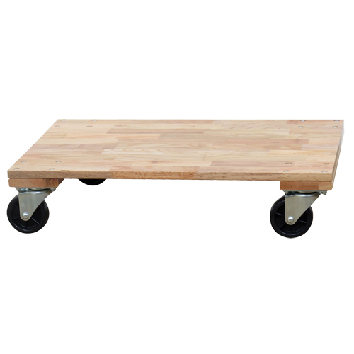 Socle roulant &agrave; plateforme en bois solide, Roues en Caoutchouc, Capacit&eacute; de 1200 lb, 24" la x 36" p x 7" h Cintas
