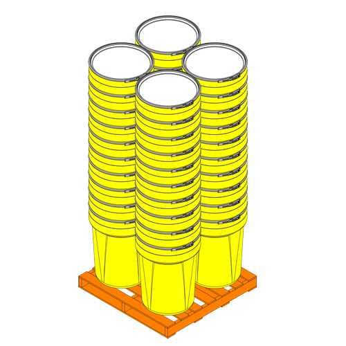 Nestable Polyethylene Drum, 30 US gal (25 imp. gal.), Open Top, Yellow Cintas