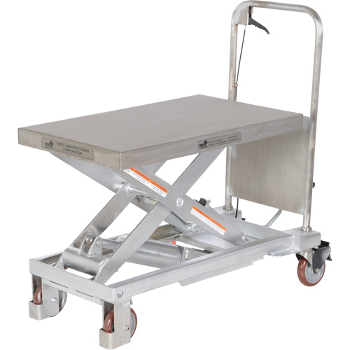 Manual Hydraulic Scissor Lift Table, 32-1/2" L x 19-1/2 W, Partial Stainless Steel, 1000 lbs. Capacity Cintas