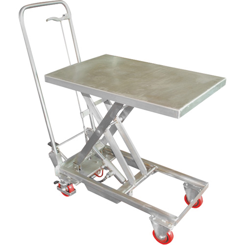 Manual Hydraulic Scissor Lift Table, 27-1/2" L x 17-3/4" W, Stainless Steel, 200 lbs. Capacity Cintas