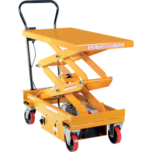 DC Powered Hydraulic Scissor Lift Elevating Cart, Steel, 39-3/4" L x 20-1/2" W, 1000 lbs. Capacity Cintas