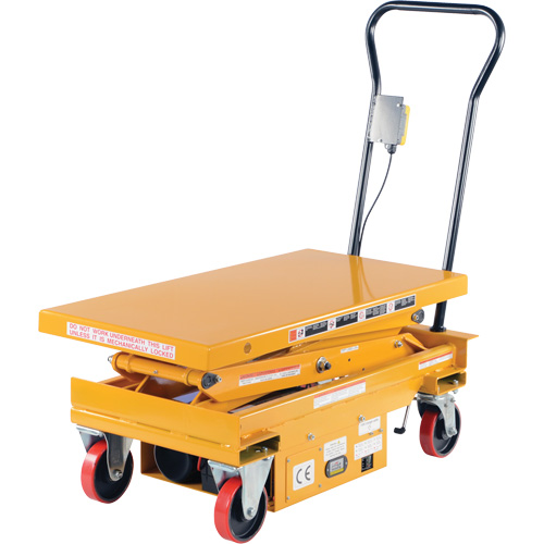 DC Powered Hydraulic Scissor Lift Elevating Cart, Steel, 39-3/4" L x 20-1/2" W, 1000 lbs. Capacity Cintas