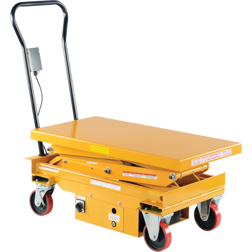 DC Powered Hydraulic Scissor Lift Elevating Cart, Steel, 39-3/4" L x 20-1/2" W, 1000 lbs. Capacity Cintas