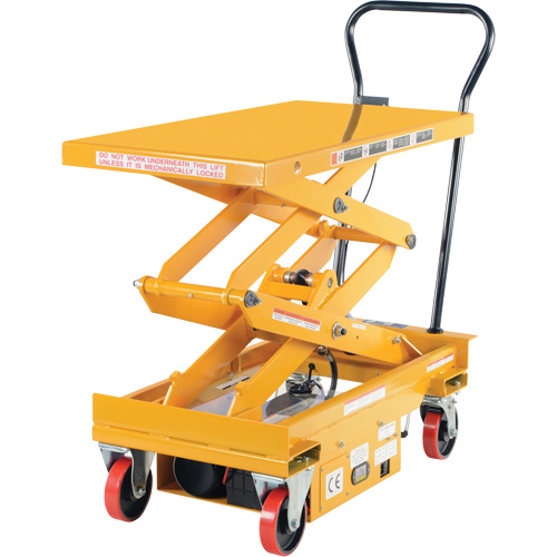 DC Powered Hydraulic Scissor Lift Elevating Cart, Steel, 39-3/4" L x 20-1/2" W, 1000 lbs. Capacity Cintas