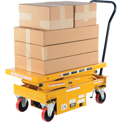 DC Powered Hydraulic Scissor Lift Elevating Cart, Steel, 39-3/4" L x 20-1/2" W, 1000 lbs. Capacity Cintas