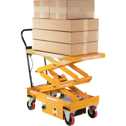 DC Powered Hydraulic Scissor Lift Elevating Cart, Steel, 39-3/4" L x 20-1/2" W, 1000 lbs. Capacity Cintas
