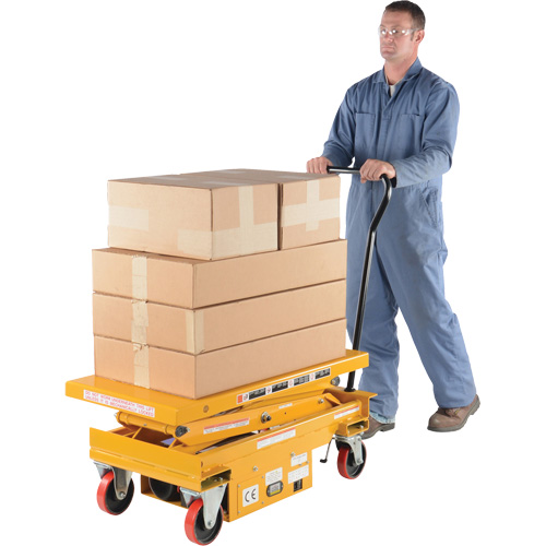 DC Powered Hydraulic Scissor Lift Elevating Cart, Steel, 39-3/4" L x 20-1/2" W, 1000 lbs. Capacity Cintas