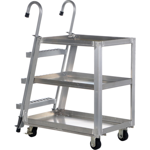 Stockpicker Truck, Aluminum, 21-7/8" W x 40" D, 3 Shelves, 660 lbs. Capacity Cintas