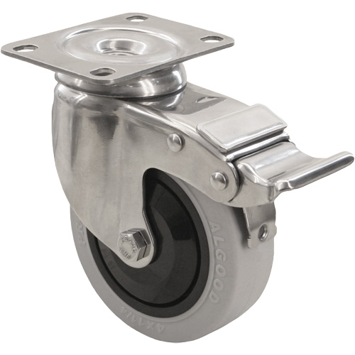 2309 Caster with Double Locking Brake, Swivel with Brake, 5" (127 mm), Envirothane Grey, 350 lbs. (158.8 kg.) Cintas